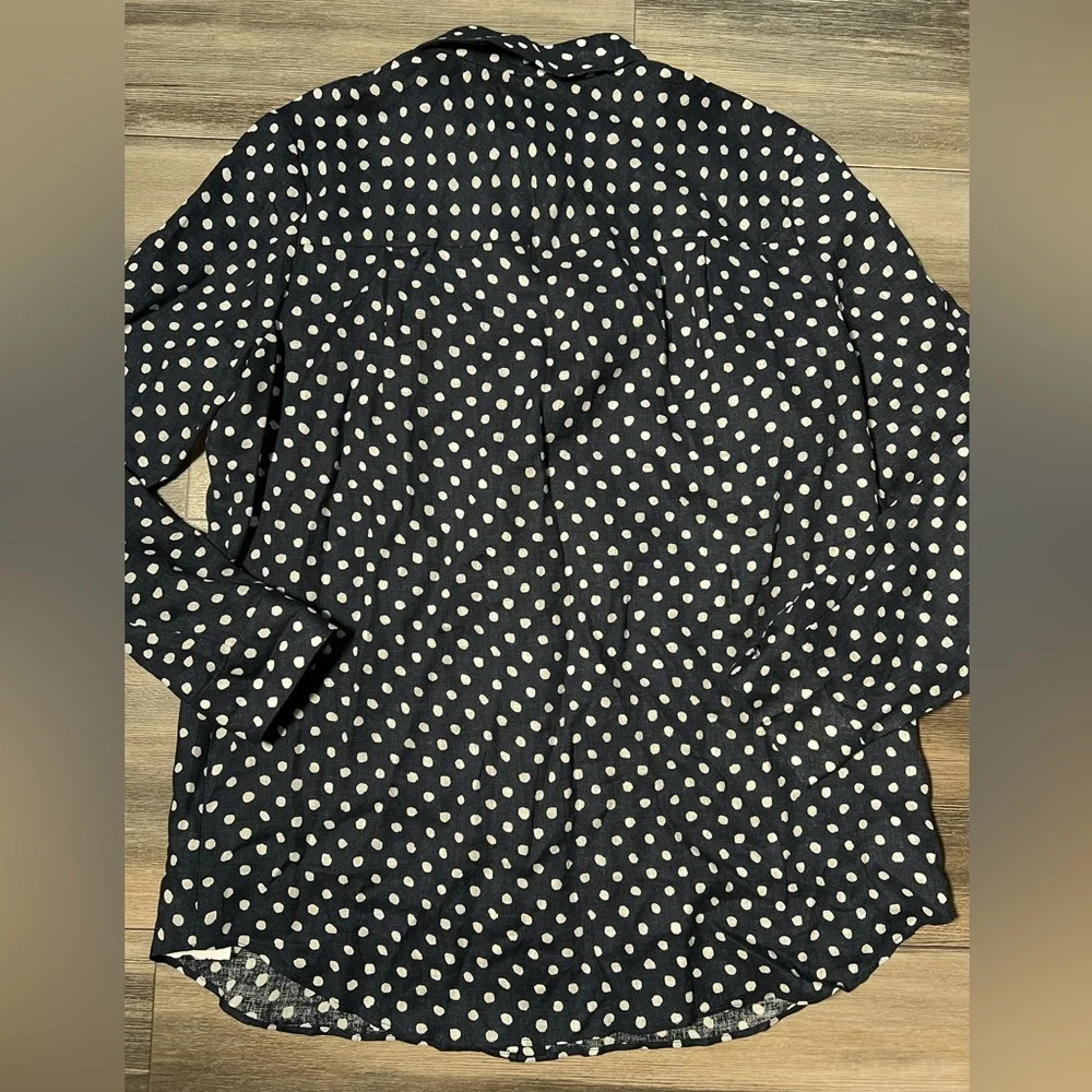 Lafayette 148 New York Beautiful Fun Print 100% Linen Button‎ Blouse- Large - Picture 5 of 7